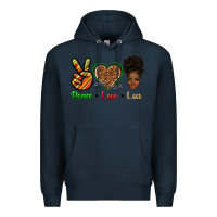 Navy peace love locs Premium Hoodie - texasbilliewilder