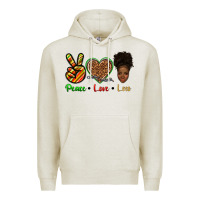 Oatmeal Heather peace love locs Premium Hoodie - texasbilliewilder