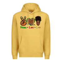 Antique Gold peace love locs Premium Hoodie - texasbilliewilder