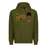 Army Green peace love locs Premium Hoodie - texasbilliewilder