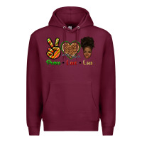 Burgundy peace love locs Premium Hoodie - texasbilliewilder