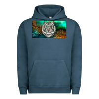 Pigment Midnight Navy white tiger forest license plate Urban Hoodie - RanaPortraitStore