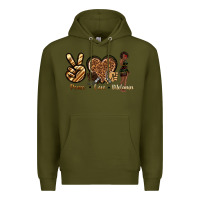 Army Green peace love melanin Premium Hoodie - texasbilliewilder