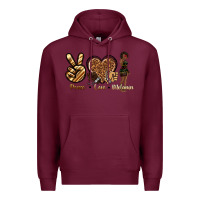 Burgundy peace love melanin Premium Hoodie - texasbilliewilder
