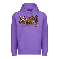Purple peace love melanin Premium Hoodie - texasbilliewilder