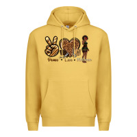 Antique Gold peace love melanin Premium Hoodie - texasbilliewilder