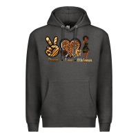 Charcoal Heather peace love melanin Premium Hoodie - texasbilliewilder