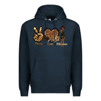 Navy peace love melanin Premium Hoodie - texasbilliewilder