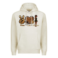 Oatmeal Heather peace love melanin Premium Hoodie - texasbilliewilder