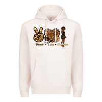 Pale Pink peace love melanin Premium Hoodie - texasbilliewilder