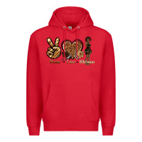 Red peace love melanin Premium Hoodie - texasbilliewilder