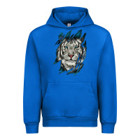 Cobalt White Tiger Scratch Mark Urban Hoodie - RanaPortraitStore