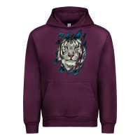 Mauve Wine White Tiger Scratch Mark Urban Hoodie - RanaPortraitStore