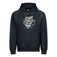 Navy White Tiger Scratch Mark Urban Hoodie - RanaPortraitStore