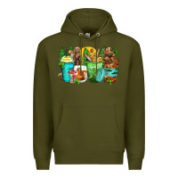 Army Green bear coffee cups Premium Hoodie - Zillion Design Studio