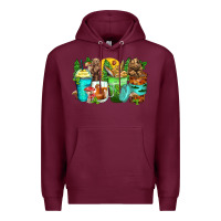 Burgundy bear coffee cups Premium Hoodie - Zillion Design Studio