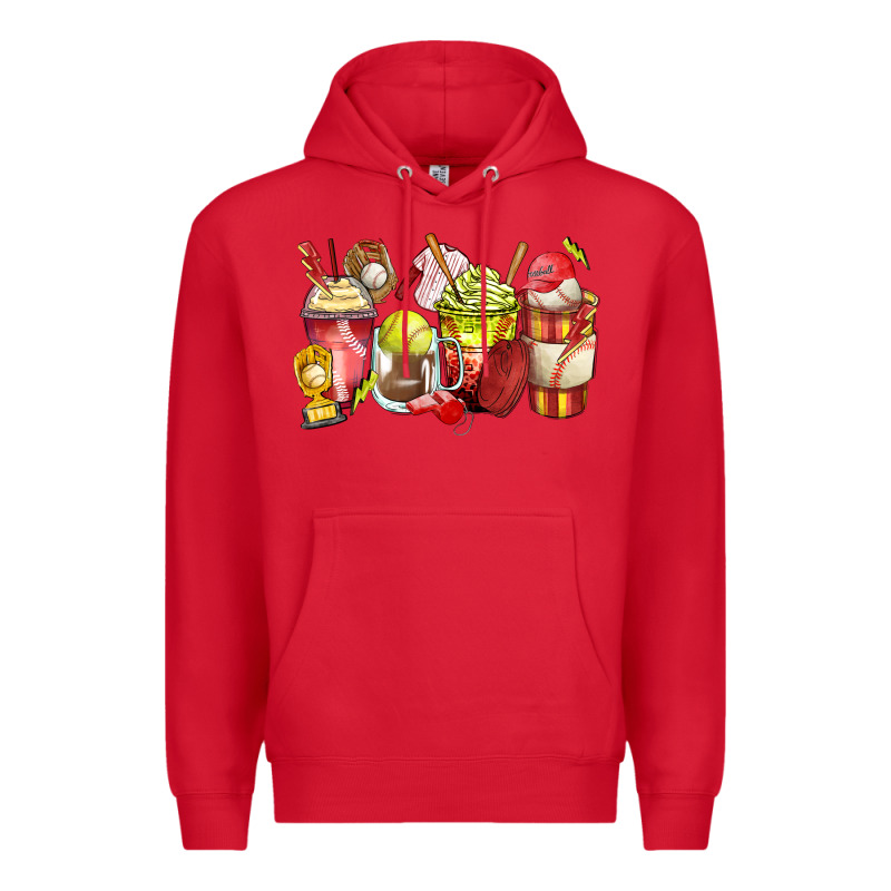 Baseball And Softball Coffee Cups Premium Hoodie by Zillion Design Studio | Teevron