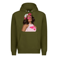 Army Green pink sunglasses afro black girl Premium Hoodie - texasbilliewilder