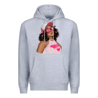 Heather Grey pink sunglasses afro black girl Premium Hoodie - texasbilliewilder