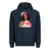 Navy pink sunglasses afro black girl Premium Hoodie - texasbilliewilder