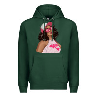 Sports Green pink sunglasses afro black girl Premium Hoodie - texasbilliewilder