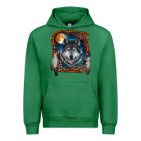 Emerald Wolf And Feathers Urban Hoodie - RanaPortraitStore