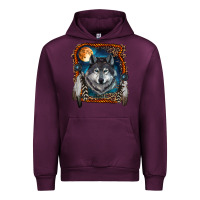 Mauve Wine Wolf And Feathers Urban Hoodie - RanaPortraitStore