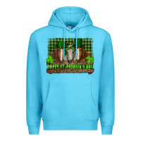 Ocean Blue happy st. patrick's day horses with leprechaun hat and bandana Premium Hoodie - RanaPortraitStore