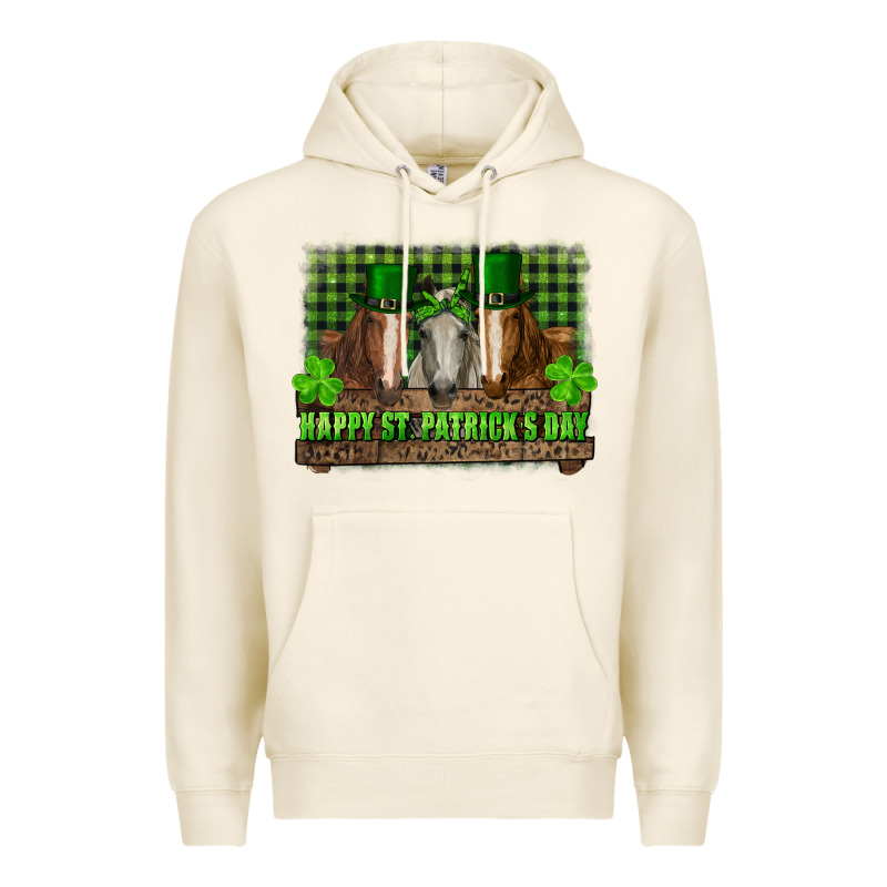 Happy St. Patrick's Day Horses With Leprechaun Hat And Bandana Premium Hoodie by RanaPortraitStore | Teevron