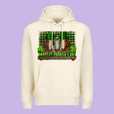 Happy St. Patrick's Day Horses With Leprechaun Hat And Bandana Premium Hoodie Designed By Ranaportraitstore