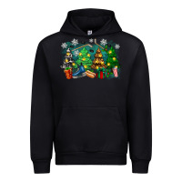 Black christmas trees with hockey Urban Hoodie - Zillion Design Studio