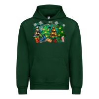 Forest Green christmas trees with hockey Urban Hoodie - Zillion Design Studio