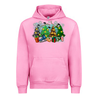 Fuchsia Pink christmas trees with hockey Urban Hoodie - Zillion Design Studio