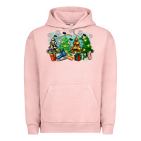 Pigment Salmon christmas trees with hockey Urban Hoodie - Zillion Design Studio