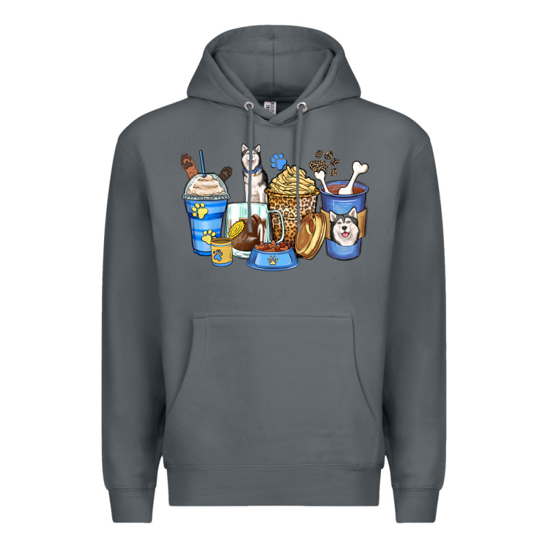 Siberian Husky Coffee Cups Premium Hoodie by Zillion Design Studio | Teevron