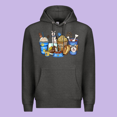 Siberian Husky Coffee Cups Premium Hoodie Designed By Zillion Design Studio