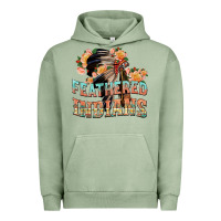 Pigment Oil Green feathered indians Urban Hoodie - texasbilliewilder