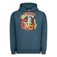 Pigment Midnight Navy hippie soul with peace Urban Hoodie - texasbilliewilder