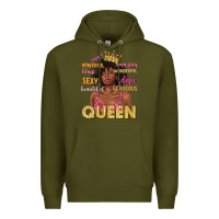 Army Green queen afro woman Premium Hoodie - texasbilliewilder