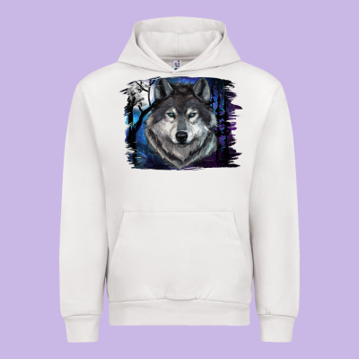 Urban Hoodie Wolf And Full Moon
