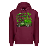 Burgundy Happy st. patrick's day shamrock farm truck Premium Hoodie - RanaPortraitStore
