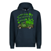 Navy Happy st. patrick's day shamrock farm truck Premium Hoodie - RanaPortraitStore