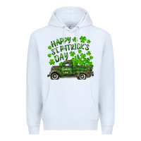 White Happy st. patrick's day shamrock farm truck Premium Hoodie - RanaPortraitStore