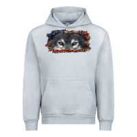 Heather Grey Wolf eyes american flag Urban Hoodie - RanaPortraitStore