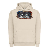 Pigment French Oak Wolf eyes american flag Urban Hoodie - RanaPortraitStore