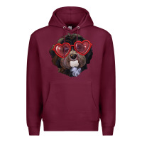 Burgundy Havanese dog with love glasses Premium Hoodie - RanaPortraitStore
