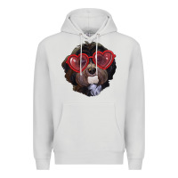 Dove Grey Havanese dog with love glasses Premium Hoodie - RanaPortraitStore