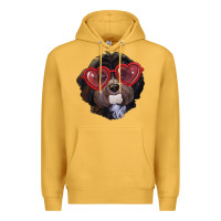 Mustard Havanese dog with love glasses Premium Hoodie - RanaPortraitStore