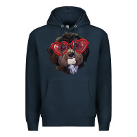 Navy Havanese dog with love glasses Premium Hoodie - RanaPortraitStore