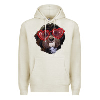 Oatmeal Heather Havanese dog with love glasses Premium Hoodie - RanaPortraitStore